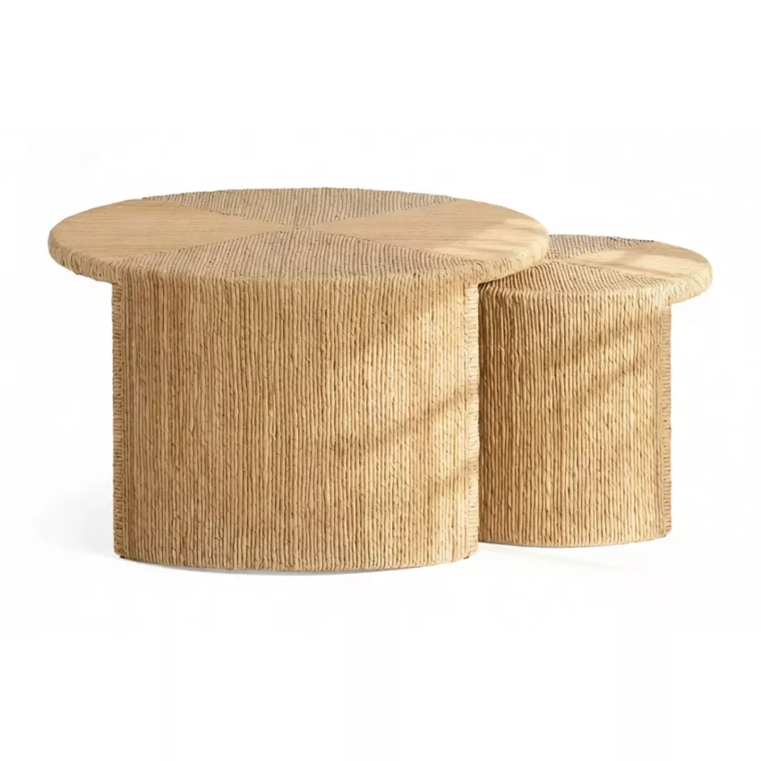 Malivra Round Woven Nesting Coffee Tables
